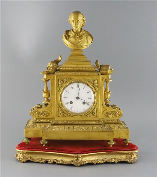 A 19th century French ormolu mantel clock, height without plinth 15in. width 12.5in.